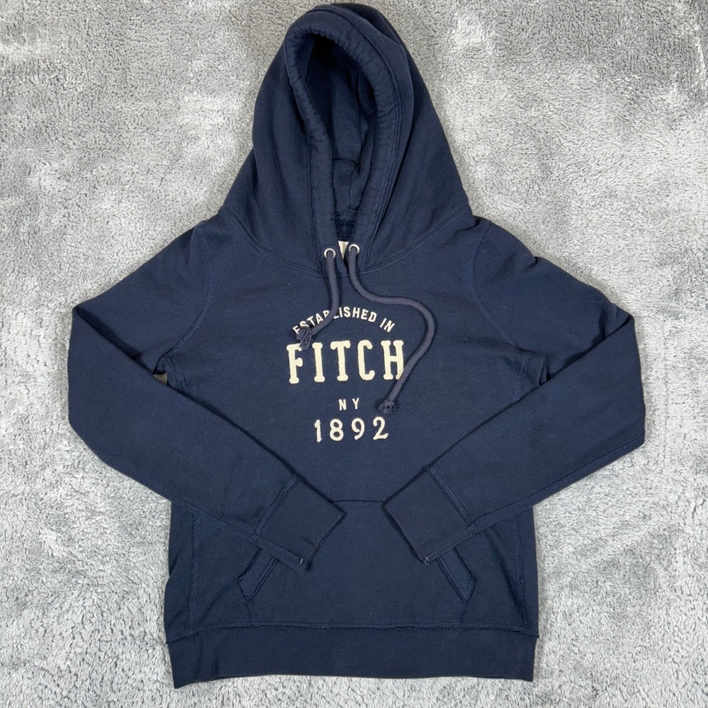 Abercrombie & Fitch Mens Navy Blue Fitch NY 1892 Graphic Pullover Hoodie Large